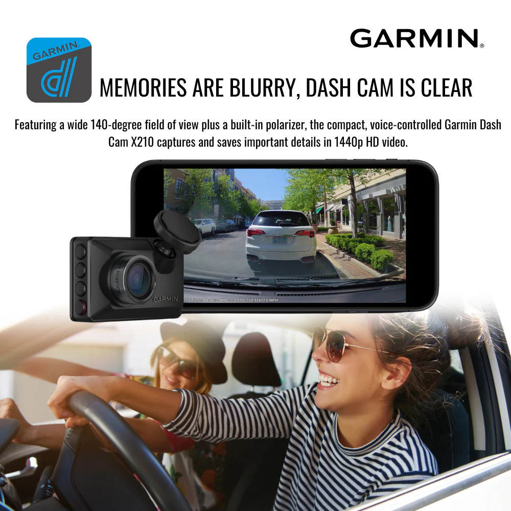 Garmin Dash Cam X210 1440p Camera with 140-Degree Field of View and Voice Control (Black) Bundle - Image 3
