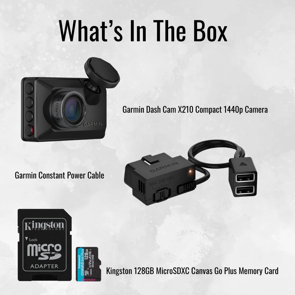 Garmin Dash Cam X210 1440p Camera with 140-Degree Field of View and Voice Control (Black) Bundle - Image 7