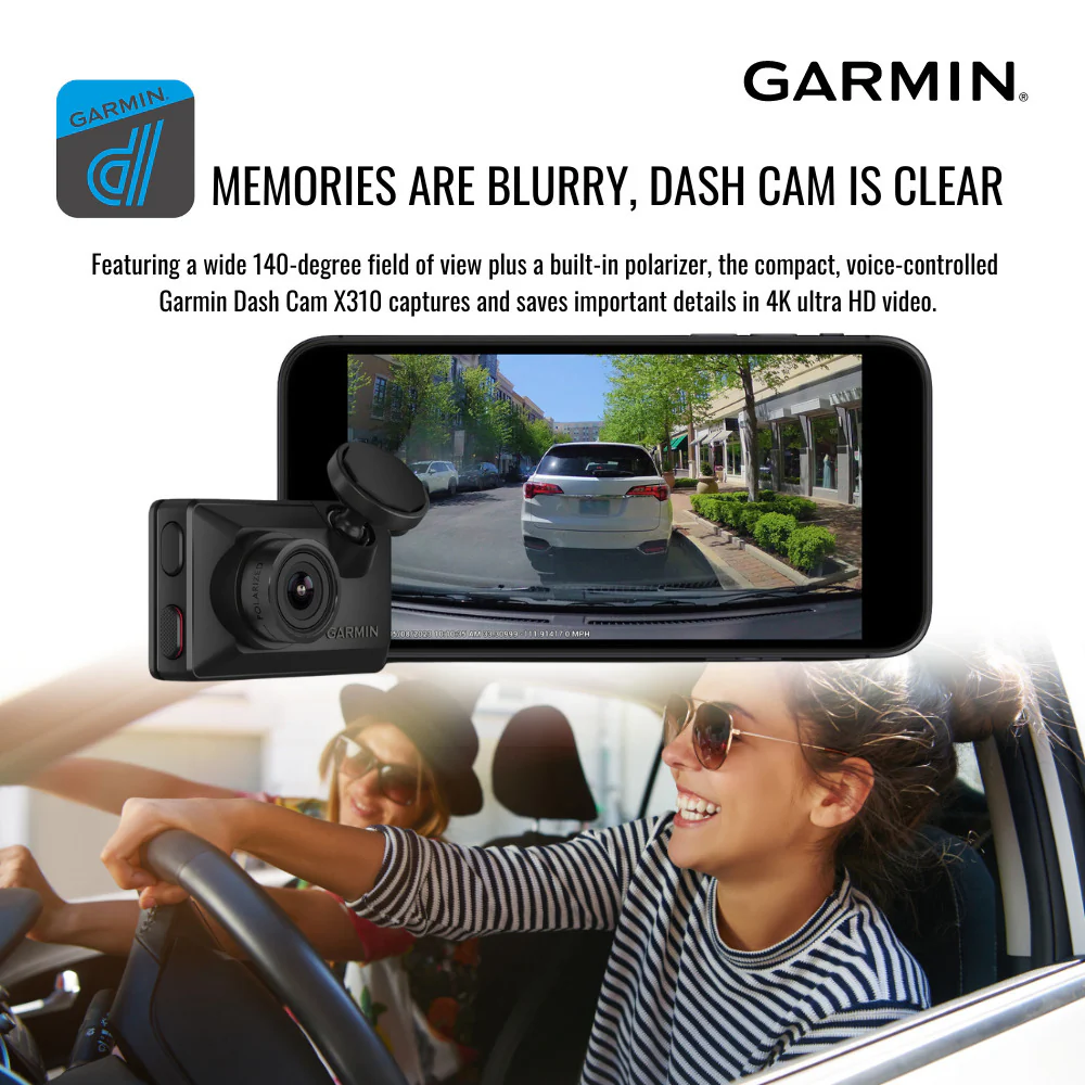 Garmin Dash Cam X310 4K Camera with 140-Degree Field of View and Voice Control (Black) Bundle - Image 3