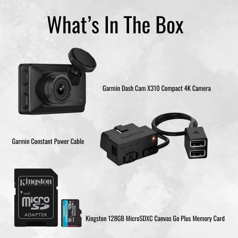 Garmin Dash Cam X310 4K Camera with 140-Degree Field of View and Voice Control (Black) Bundle - Image 7