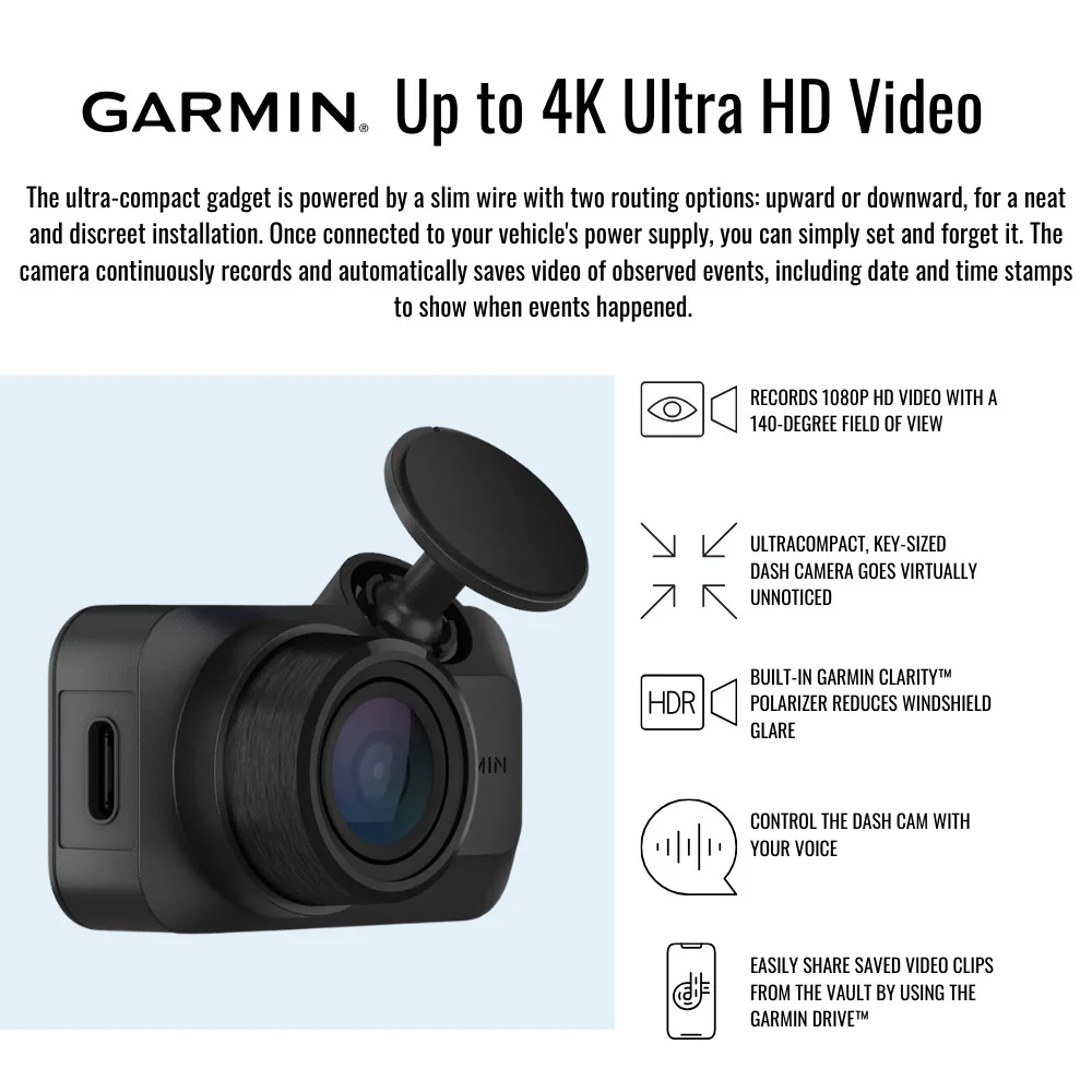 Garmin Dash Cam Mini 3 Ultra-Compact 1080p Camera with 140-Degree Field of View (Black) Bundle - Image 5