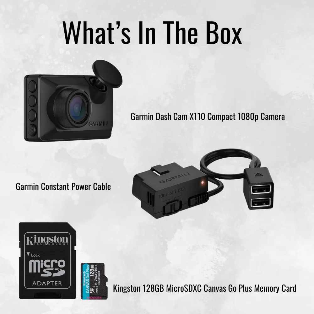Garmin Dash Cam X110 1080p Camera with 140-Degree Field of View and Voice Control (Black) Bundle - Image 7