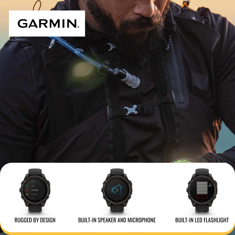 Garmin Fenix 8 Sapphire Solar 47mm Smartwatch (Black and Pebble Gray) with Portable Accessory Bundle - Image 4